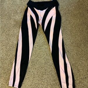 Mugler fashion Black and Pink Striped Leggings - size medium